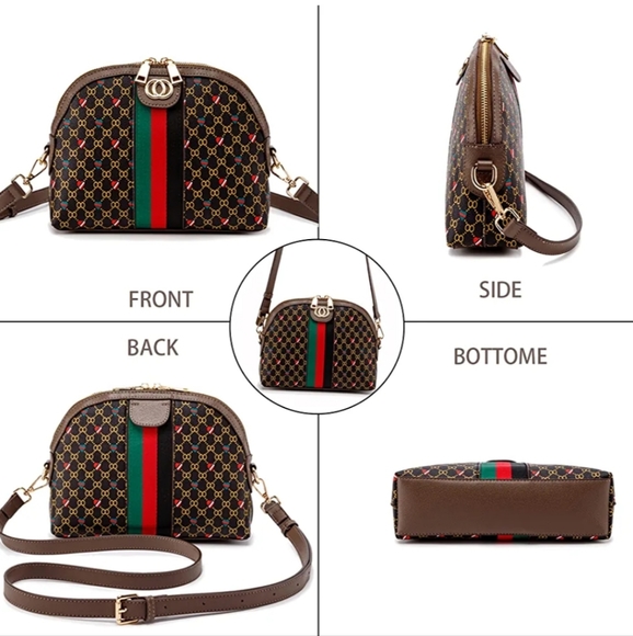 Adorable Monogram Brown and Tan Dome Shape Crossbody - Picture 4 of 6